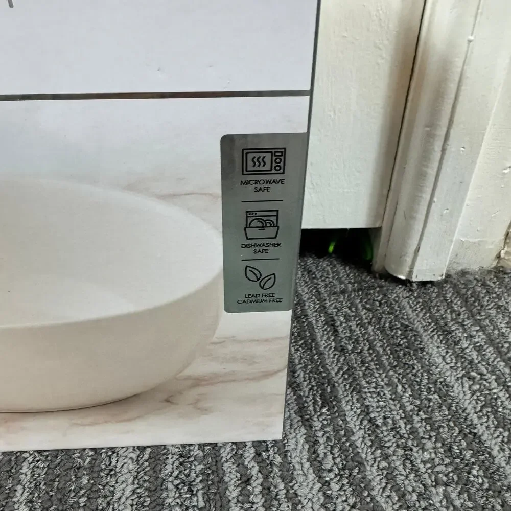 Tahari Home Porcelain Serving Bowl – 8.5” White Round Bowl – Microwave safe